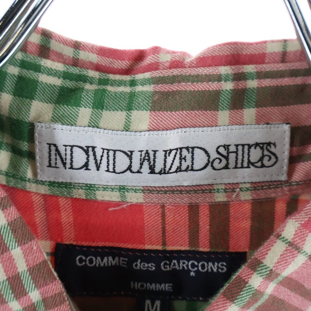 COMME des GARCONS HOMME(コムデギャルソンオム) 13AW AD2013 ×INDIVIDUALIZED SHIRTS インディビジュアライズド シャツ チェック柄 ロングスリーブ コットンシャツ レッド/グリーン HL-B017