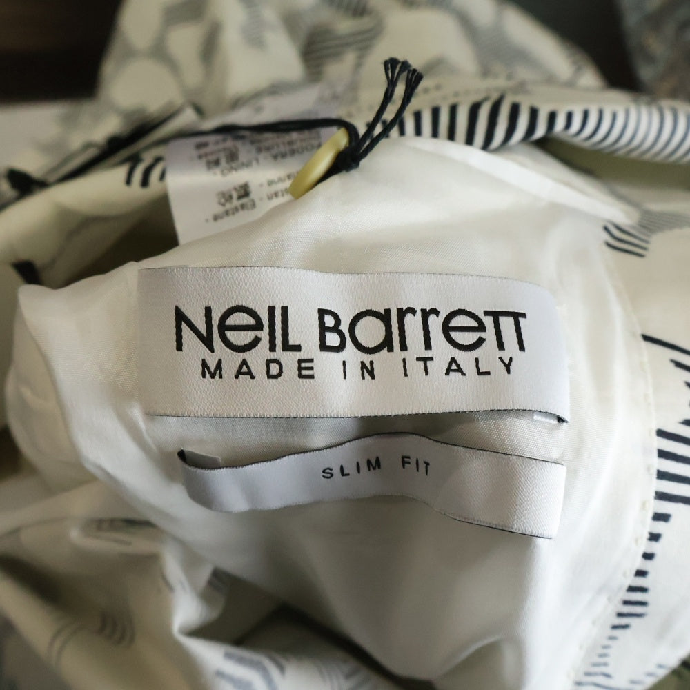 Neil Barrett(ニール バレット) 総柄 レーヨン混 シングルテーラードジャケット ホワイト BGI303M-A061