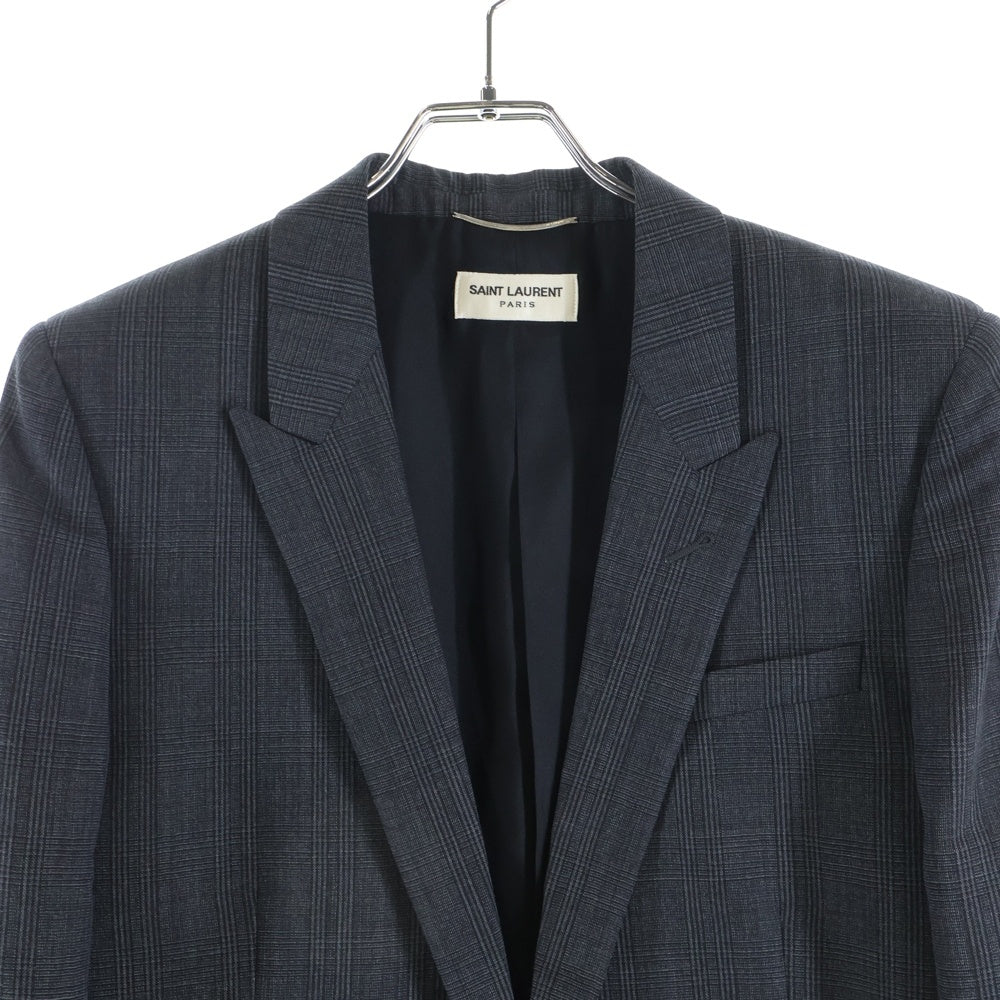 SAINT LAURENT PARIS(サンローランパリ) チェック柄 セットアップスーツ テーラードジャケット スラックスパンツ ダークグレー 343250 Y512H