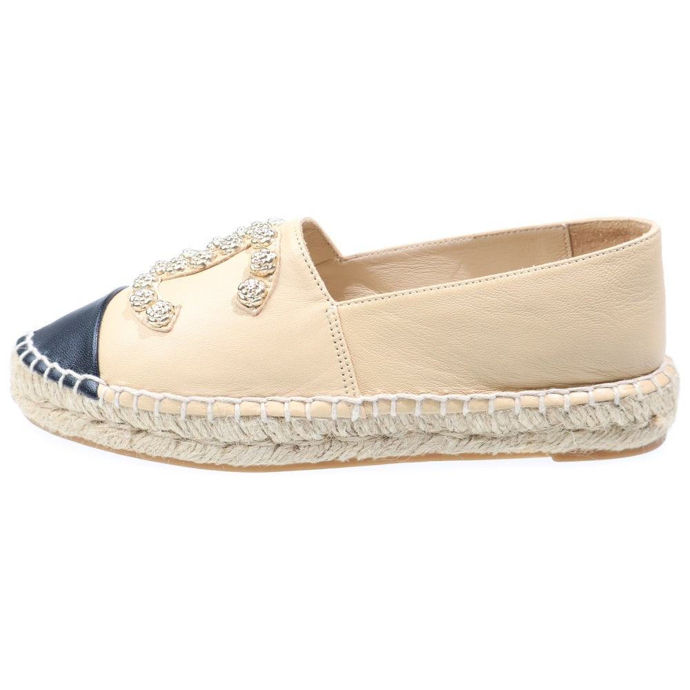 CHANEL(シャネル) エスパドリーユ ラムスキン レザースリッポン レディース ベージュ G30604