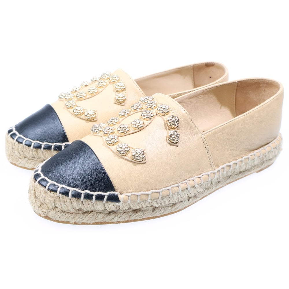 CHANEL(シャネル) エスパドリーユ ラムスキン レザースリッポン レディース ベージュ G30604