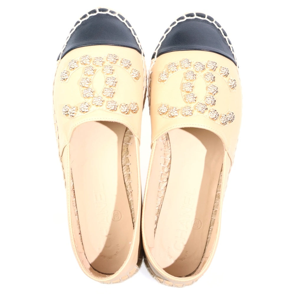 CHANEL(シャネル) エスパドリーユ ラムスキン レザースリッポン レディース ベージュ G30604