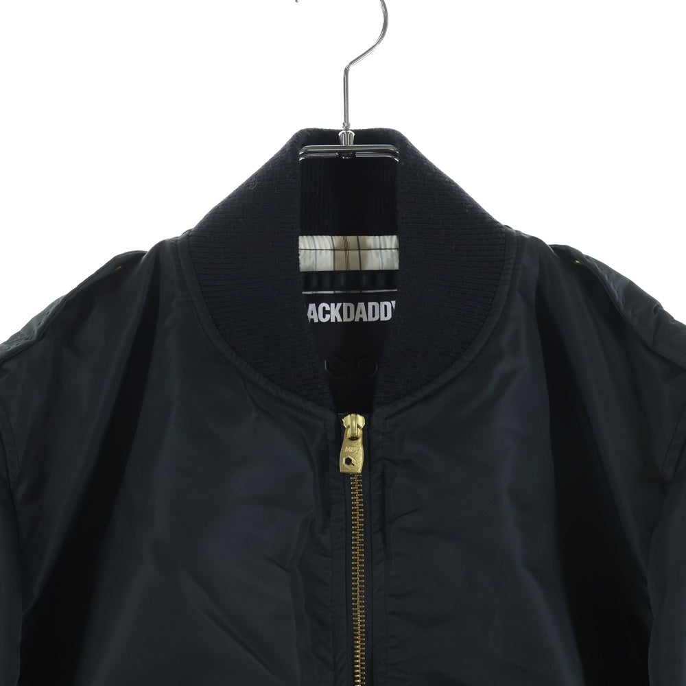 MACKDADDY(マックダディー) MA-1 ナイロン アームニット切替 ボンバージャケット ブラック