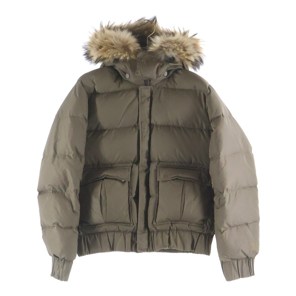 SWAGGER(スワッガー) HOODED DOWN JACKET ダブルポケット ジップアップ ファー フーデットダウンジャケット カーキ SWGJKT-375