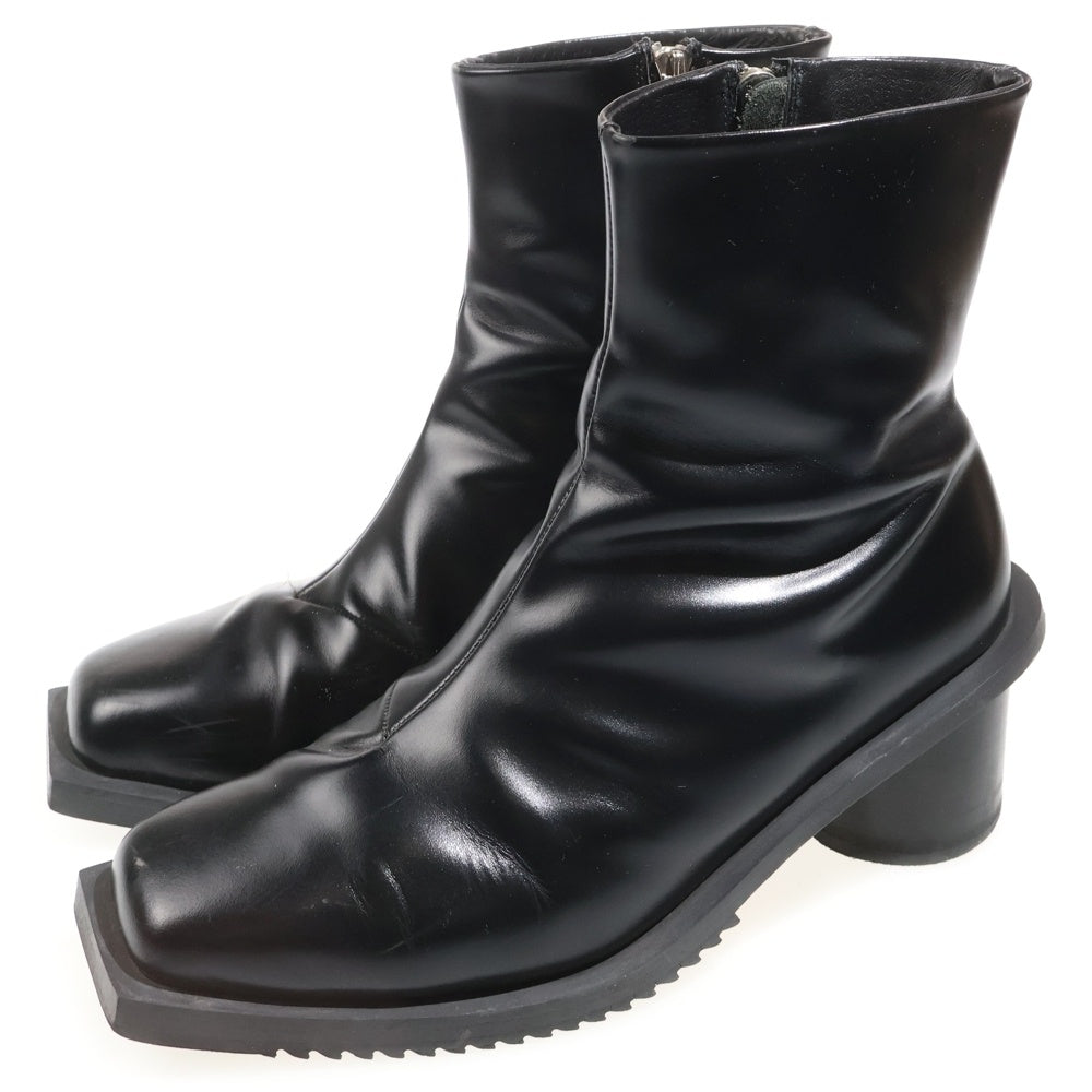 MAISON SPECIAL(メゾンスペシャル) SPECIAL SHOES FACTORY ZIP HEEL BOOTS スペシャルシューズファクトリー サイドジップ スクエアヒールブーツ ブラック 11212561307