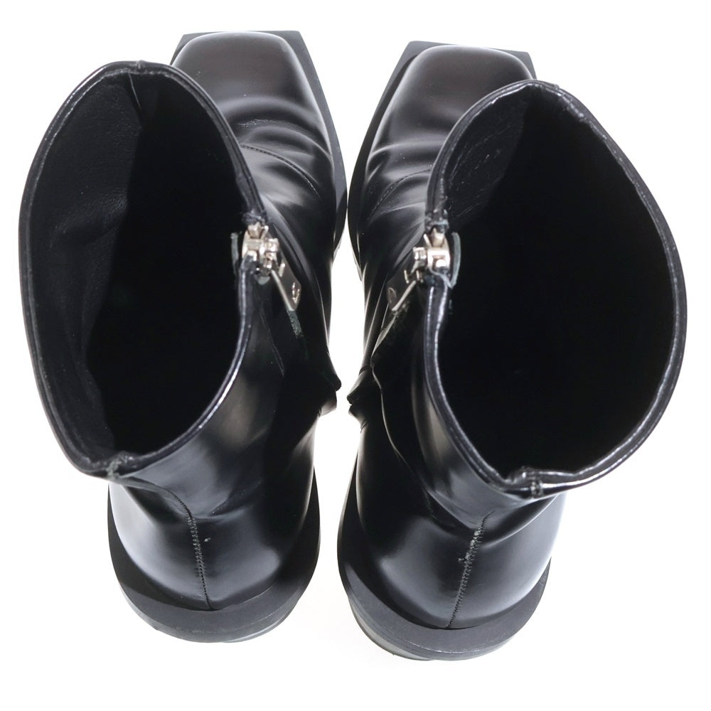 MAISON SPECIAL(メゾンスペシャル) SPECIAL SHOES FACTORY ZIP HEEL BOOTS スペシャルシューズファクトリー サイドジップ スクエアヒールブーツ ブラック 11212561307
