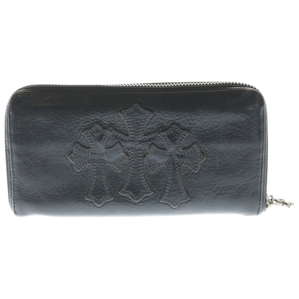 CHROME HEARTS(クロムハーツ) REC F ZIP 3クロス ラウンドジップレザーウォレット 財布 ブラック BCA368
