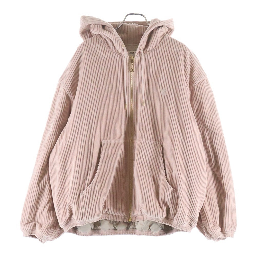 CELINE(セリーヌ) トリオンフロゴ コーデュロイ中綿ジップアップパーカー レディース ピンク 2Q560211T