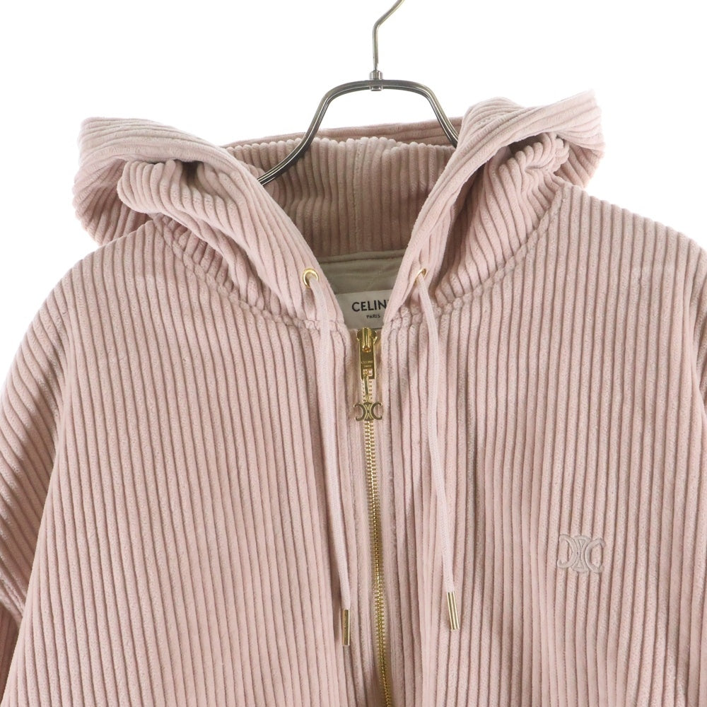 CELINE(セリーヌ) トリオンフロゴ コーデュロイ中綿ジップアップパーカー レディース ピンク 2Q560211T