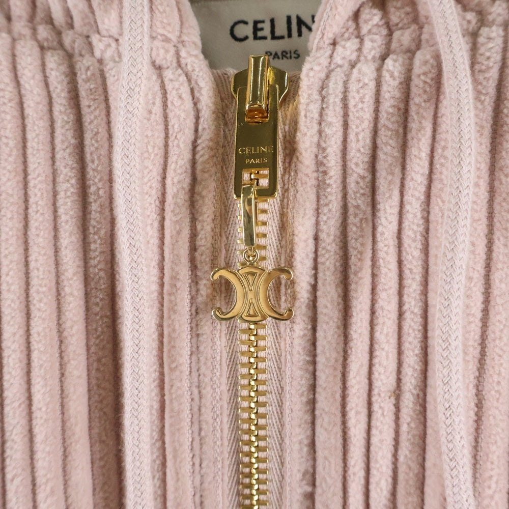 CELINE(セリーヌ) トリオンフロゴ コーデュロイ中綿ジップアップパーカー レディース ピンク 2Q560211T