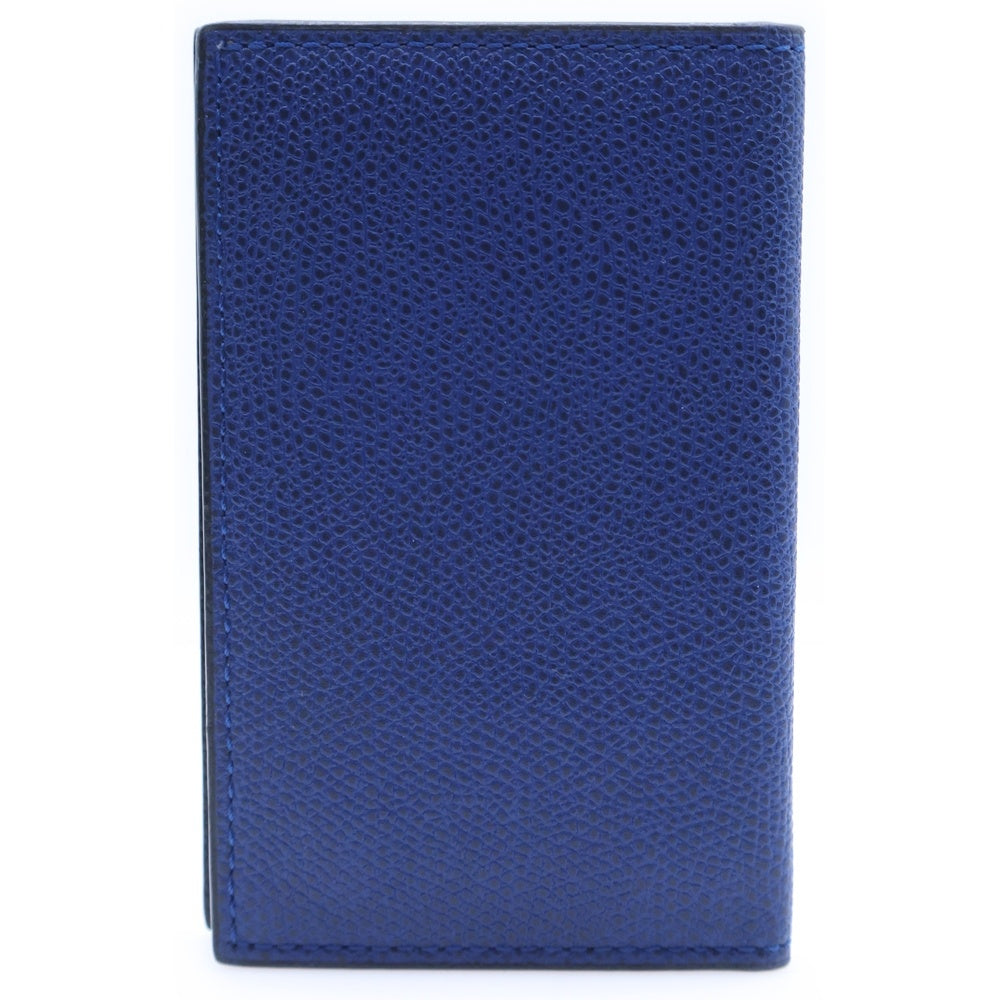 Valextra(ヴァレクストラ) レザー ロゴエンブロイダリー 二つ折り カードケース ブルー レディース