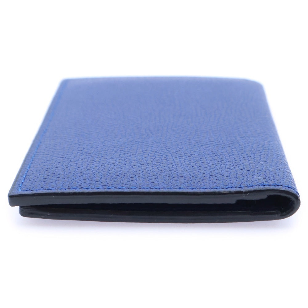 Valextra(ヴァレクストラ) レザー ロゴエンブロイダリー 二つ折り カードケース ブルー レディース