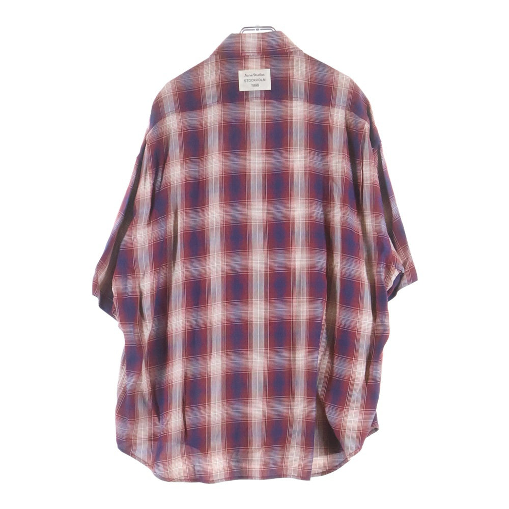 Acne Studios(アクネ ストゥディオズ) Button-up shirt オーバーサイズ チェック 半袖 シャツ レッド FN-UX-SHIR000063