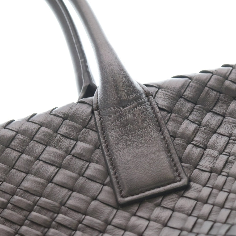 FALORNI(ファロルニ) 編み込み レザー イントレチャート ハンドバッグ トートバック ブラック レディース