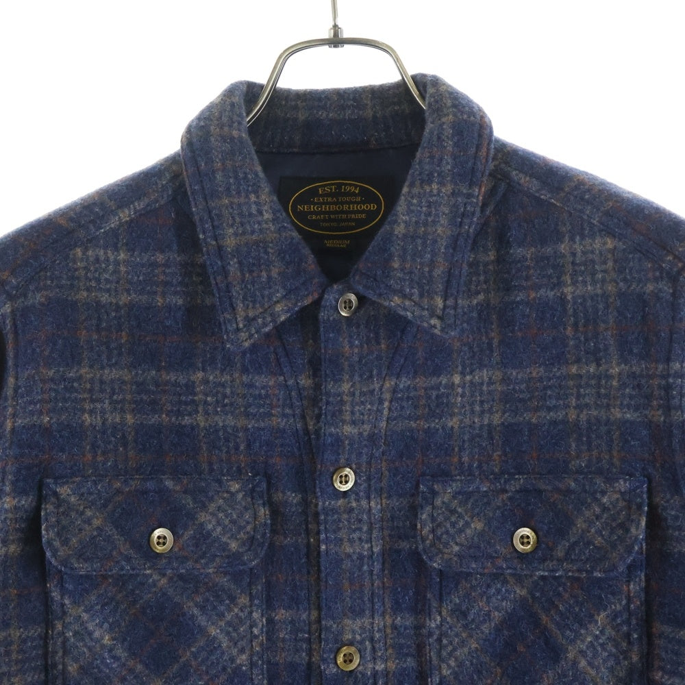 NEIGHBORHOOD(ネイバーフッド) 15AW MAKAVELI/ W-SHIRT .LS 長袖チェックウールシャツ ネイビー 152UCNH-SHM01