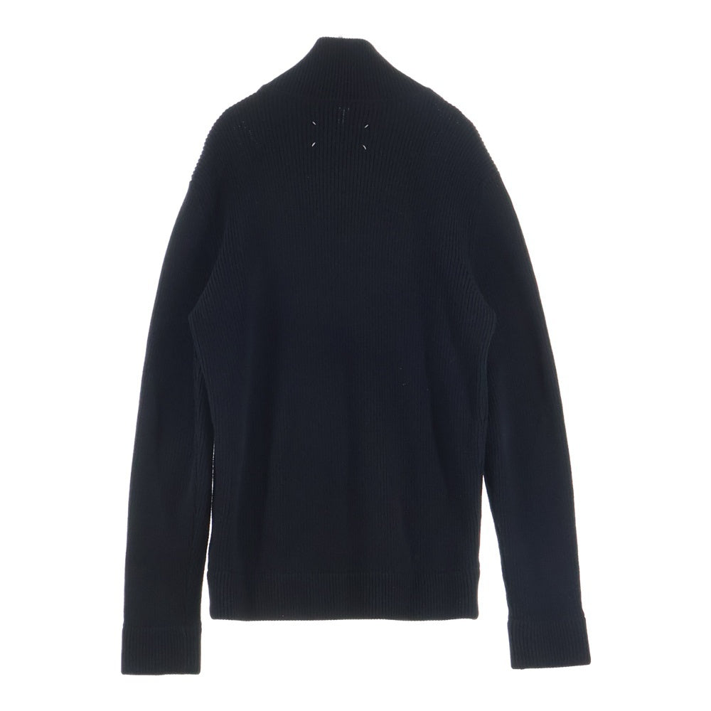 Maison Margiela(メゾンマルジェラ) 22AW COTTON WOOL DRIVERS KNIT コットンウール 7ゲージ ジップアップドライバーズニット ブラック SI1HA0013-S17781