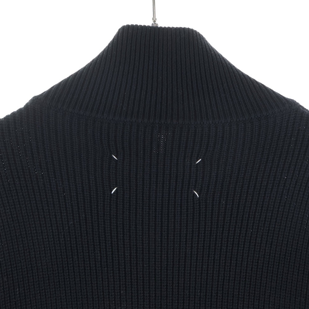 Maison Margiela(メゾンマルジェラ) 22AW COTTON WOOL DRIVERS KNIT コットンウール 7ゲージ ジップアップドライバーズニット ブラック SI1HA0013-S17781