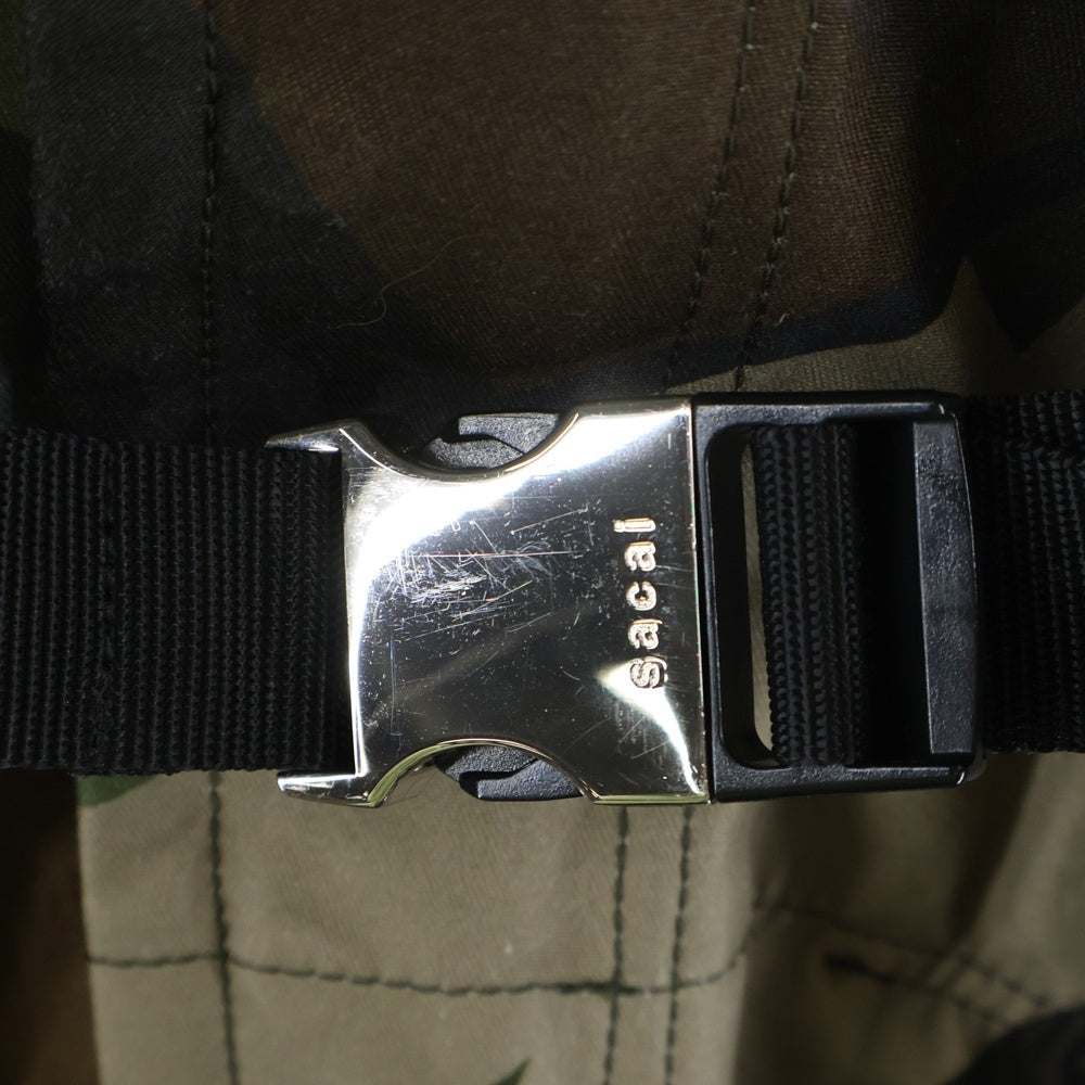 Sacai(サカイ) 21AW ×KAWS カウズ カモ柄 フーデッド ジップアップジャケット ブルゾン グリーン/ブルー 21-02561M