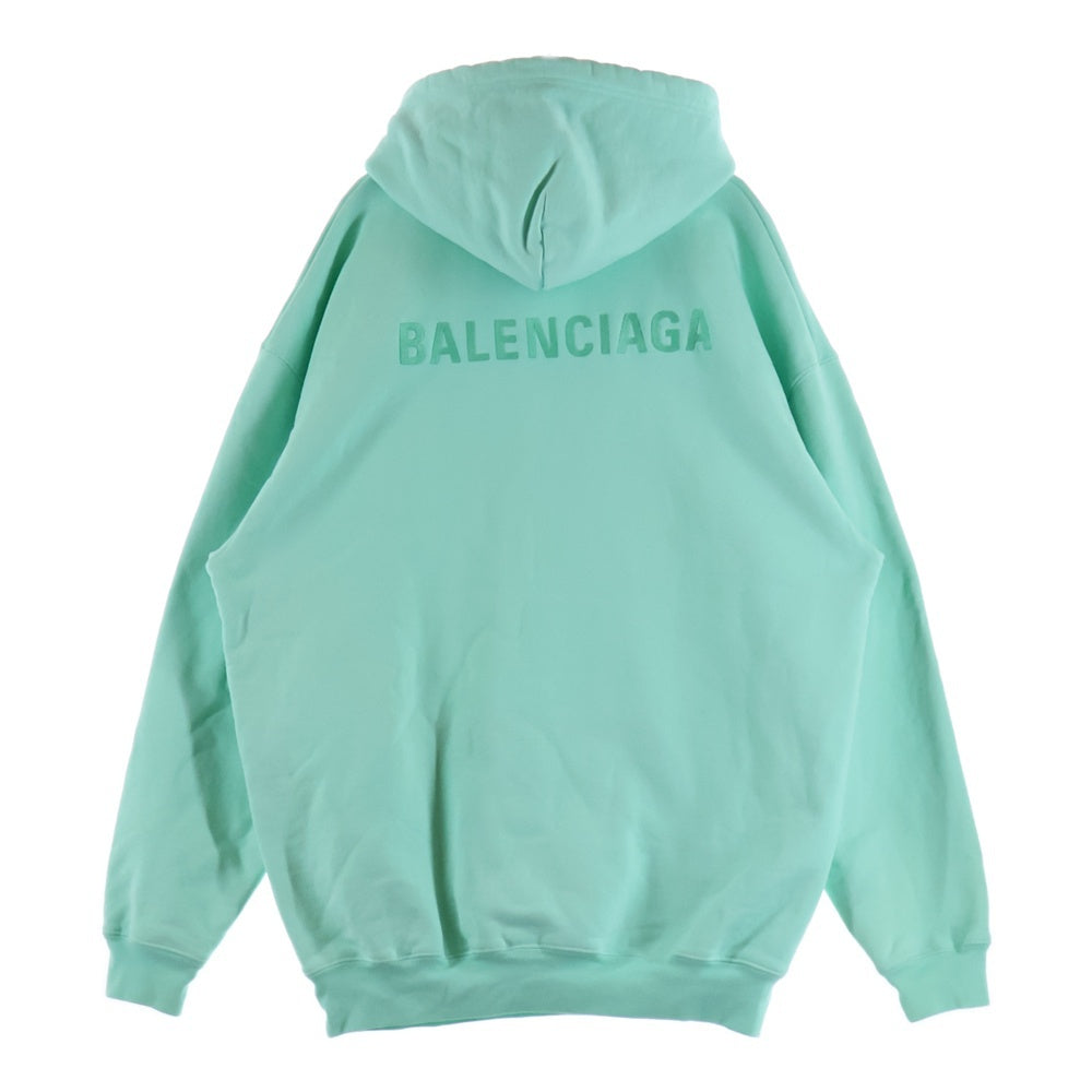 BALENCIAGA(バレンシアガ) 22SS カンガルーポケット ブロントバックエンブロイダリー プルオーバースウェットパーカー ミントグリーン 578135 TLVB8 3062