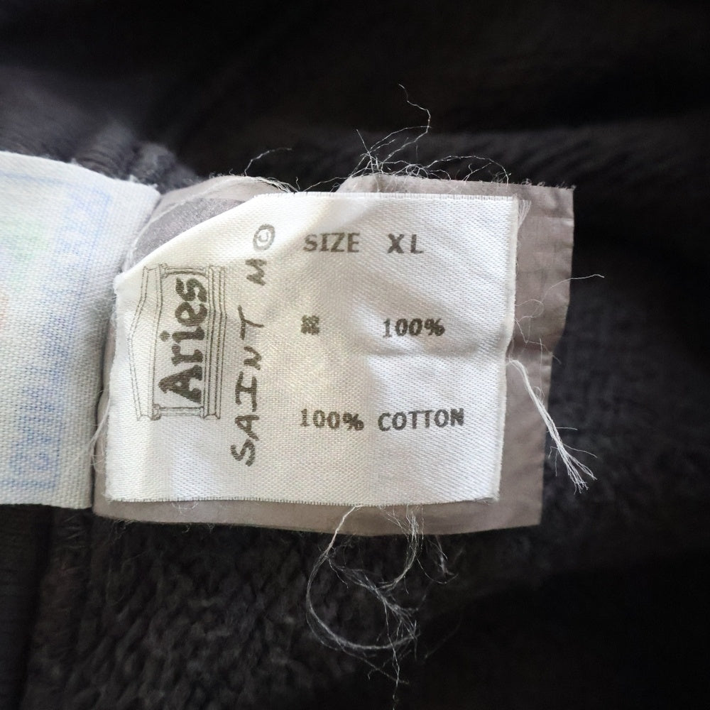 SAINT MICHAEL(セントマイケル) 23AW ×ARIES ARS HOODIE ST ARIES アリス アールエス フーディー エスティー アリーズ フーデッド スウェット パーカー ブラック SM-A23-0000-C03