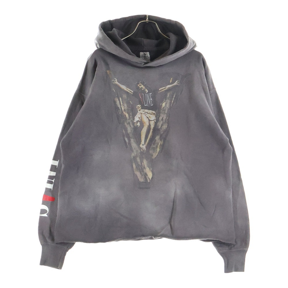 SAINT MICHAEL(セントマイケル) 22SS ×VLONE ヴィローン ダメージ加工 プルオーバーパーカー ブラック SM-S22-0000-070