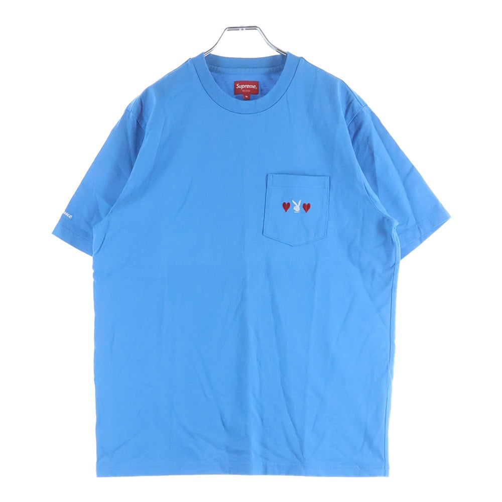SUPREME(シュプリーム) 18AW ×Playboy Pocket Tee プレイボーイ ポケットTシャツ 半袖クルーネックカットソー ブルー