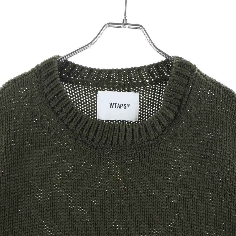 WTAPS(ダブルタップス) 23AW バックロゴ クルーネックニットセーター カーキ 232MADT-KNM04