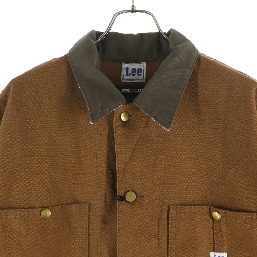 コットン100% チャイナジャケット　カバーオール　総柄　2XL以上　ブラウン LEE(リー) ×WIND AND SEA ウィンダンシー マルチポケット カバーオール