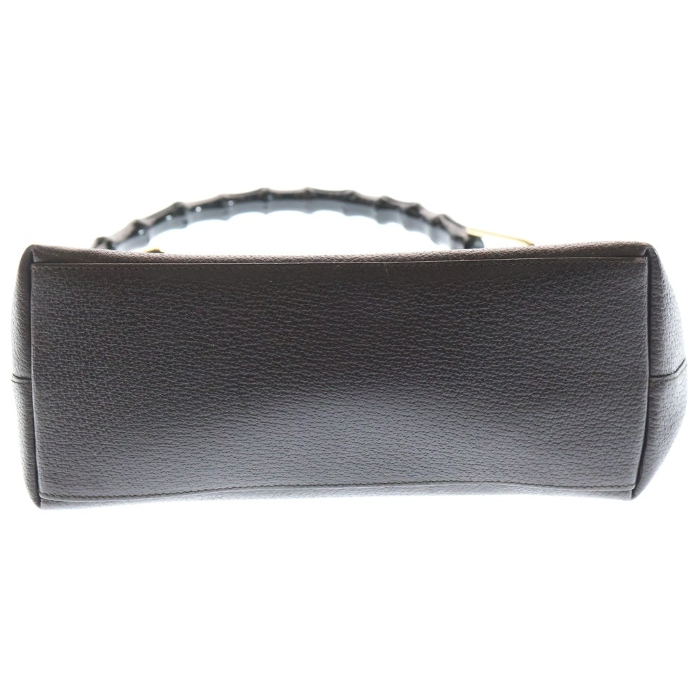 GUCCI(グッチ) バンブー ロゴ金具デザイン レザー ハンドバッグ ブラウン 001-2058 レディース