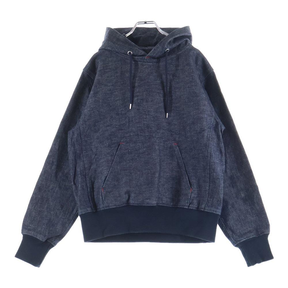 TAKAHIROMIYASHITA The SoloIst.(タカヒロミヤシタザソロイスト) PULLOVER HOODIE ロゴパッチデザイン ドローストリング フーデッド デニムパーカー インディゴ 0002B