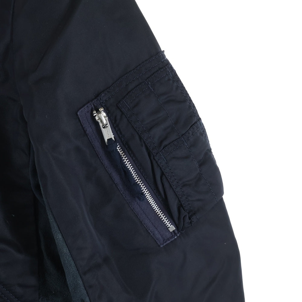 TAKAHIROMIYASHITA The SoloIst.(タカヒロミヤシタザソロイスト) 13SS レザー切り替え マルチポケット ジップアップ MA-1 ボンバージャケット ブラック 0552