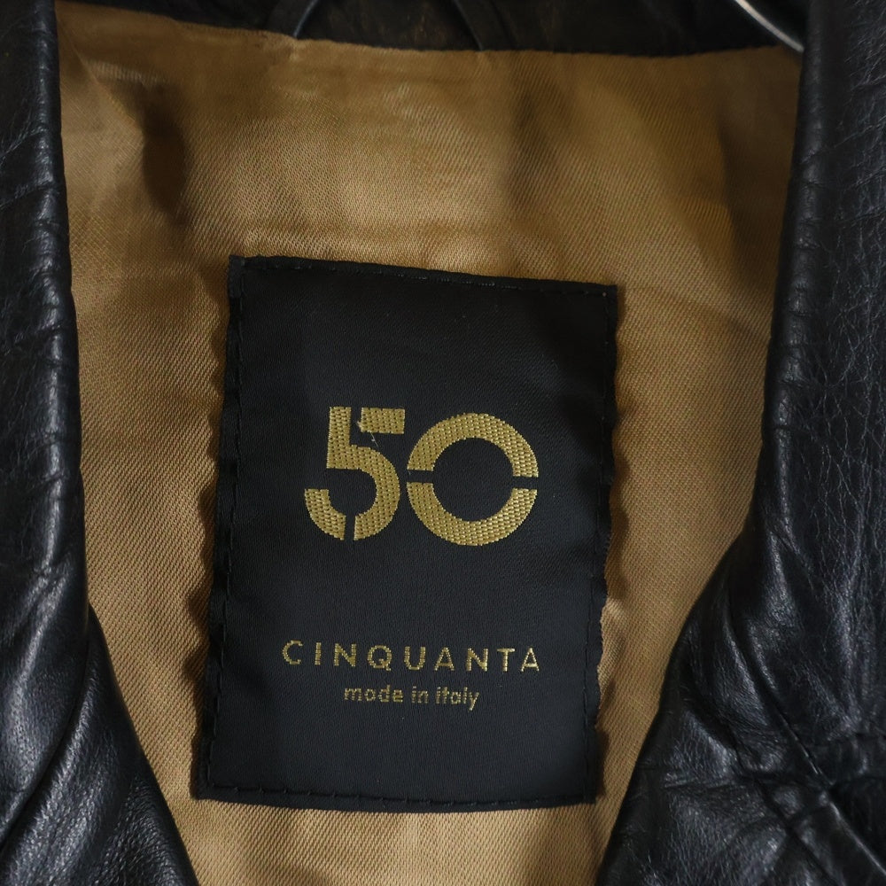 Cinquanta(チンクアンタ) ダブルライダースジャケット レザージャケット ブラック H-518