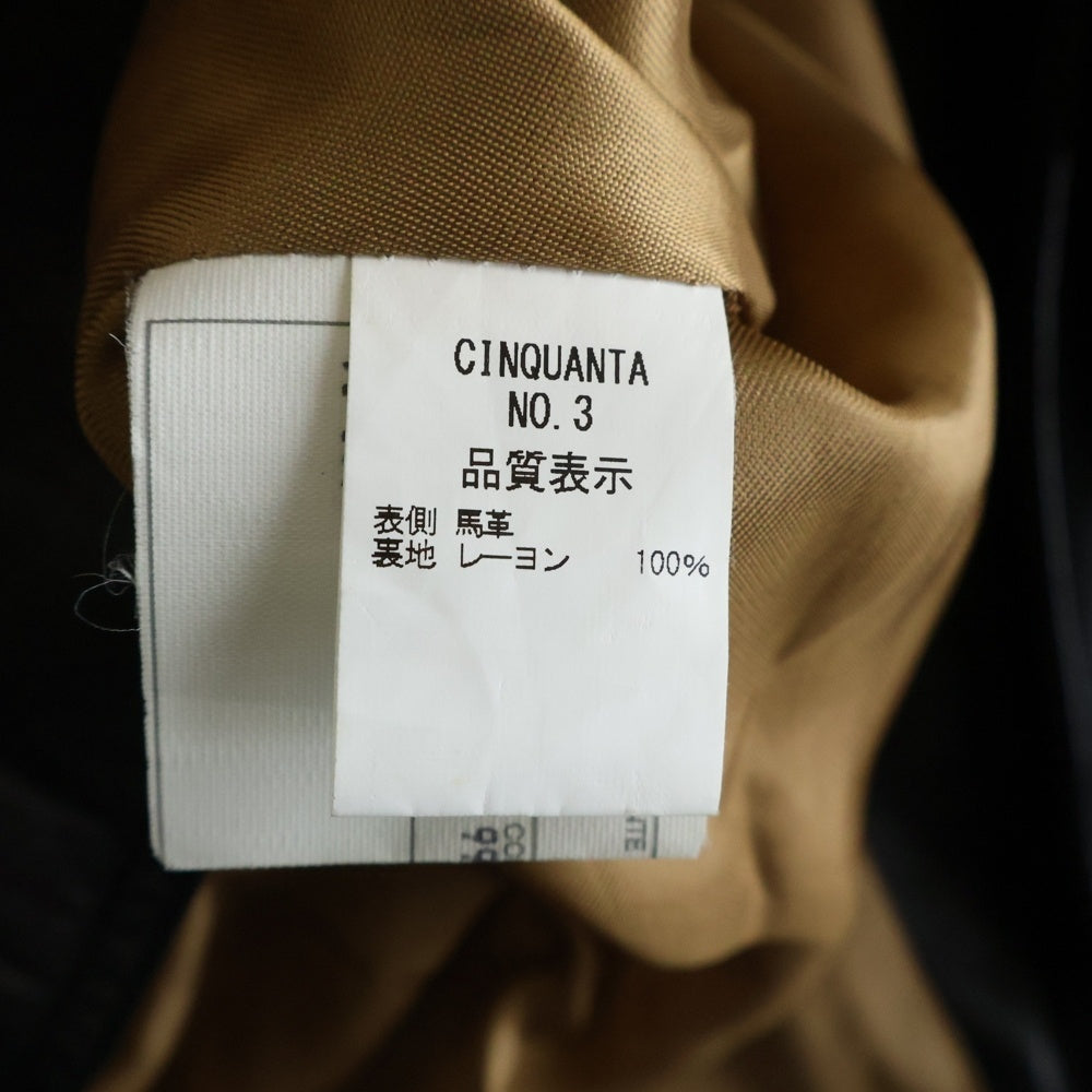 Cinquanta(チンクアンタ) ダブルライダースジャケット レザージャケット ブラック H-518