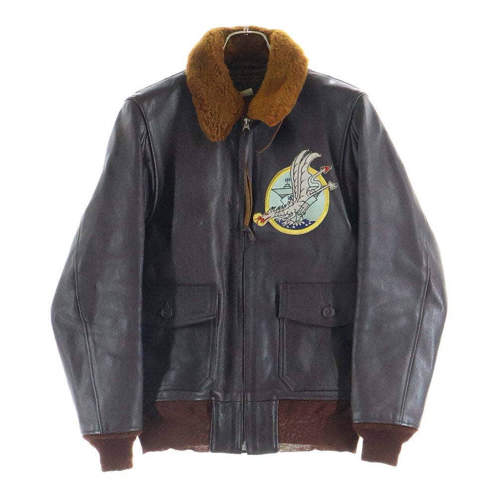 THE REAL McCOY'S(ザリアルマッコイ) G-1 FLIGHT JACKET ボアカラー ドラゴン刺繍 レザー フライトジャケット ブラウン
