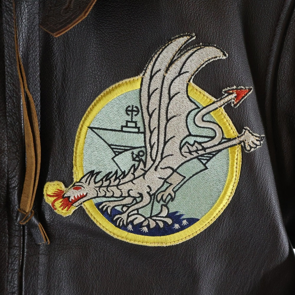 THE REAL McCOY'S(ザリアルマッコイ) G-1 FLIGHT JACKET ボアカラー ドラゴン刺繍 レザー フライトジャケット ブラウン