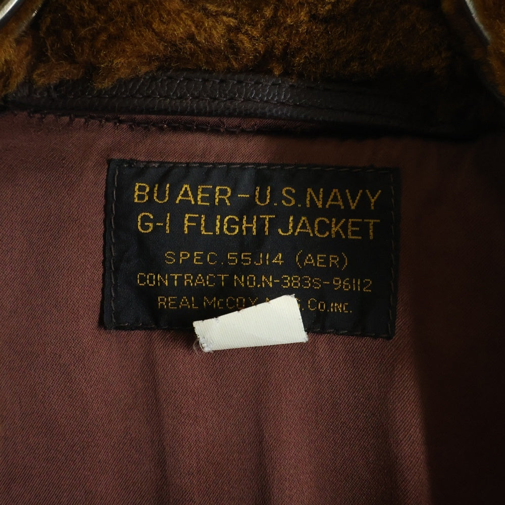 THE REAL McCOY'S(ザリアルマッコイ) G-1 FLIGHT JACKET ボアカラー ドラゴン刺繍 レザー フライトジャケット ブラウン