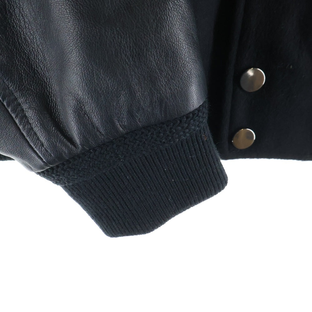 Cinquanta(チンクアンタ) レザー切り替え ウールスタジアムジャンパー スタジャン ブラック H-515