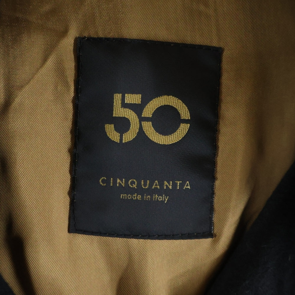 Cinquanta(チンクアンタ) レザー切り替え ウールスタジアムジャンパー スタジャン ブラック H-515