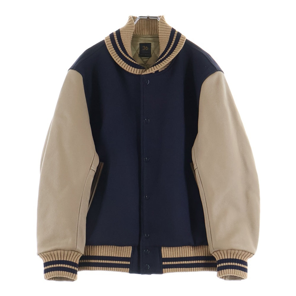 SCYE BASICS(サイベーシックス) SUPER140 MELTON VARSITY JACKET メルトン バーシティジャケット スタジャン ネイビー 5723-63500
