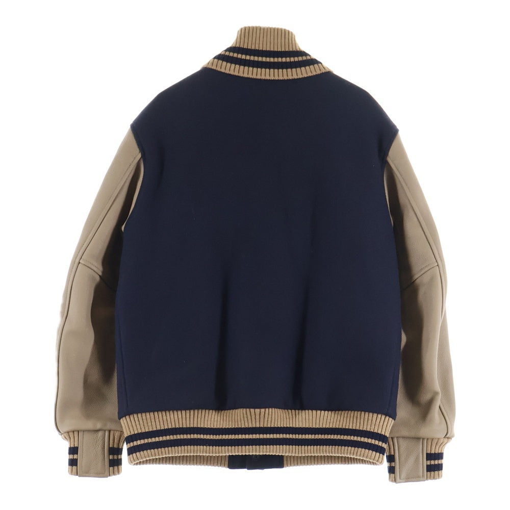 SCYE BASICS(サイベーシックス) SUPER140 MELTON VARSITY JACKET メルトン バーシティジャケット スタジャン ネイビー 5723-63500