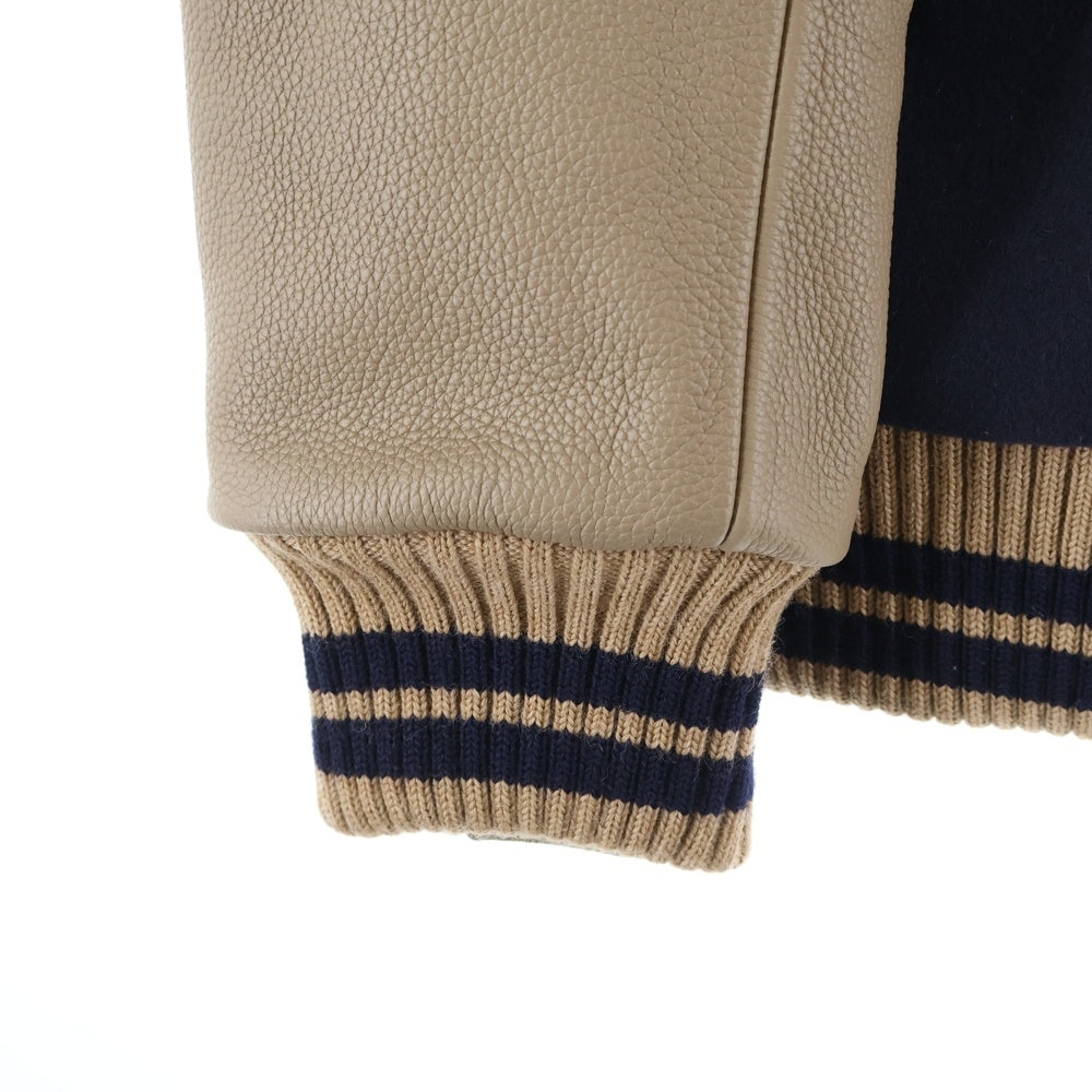 SCYE BASICS(サイベーシックス) SUPER140 MELTON VARSITY JACKET メルトン バーシティジャケット スタジャン ネイビー 5723-63500