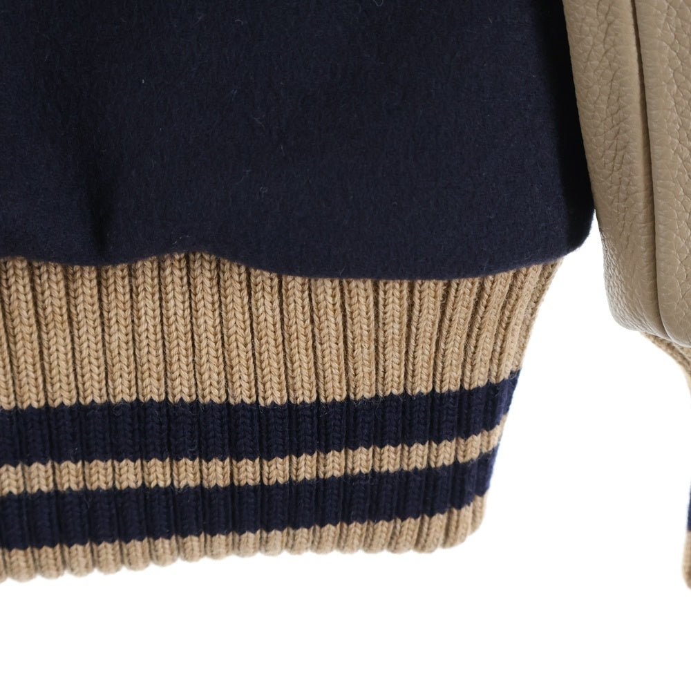 SCYE BASICS(サイベーシックス) SUPER140 MELTON VARSITY JACKET メルトン バーシティジャケット スタジャン ネイビー 5723-63500
