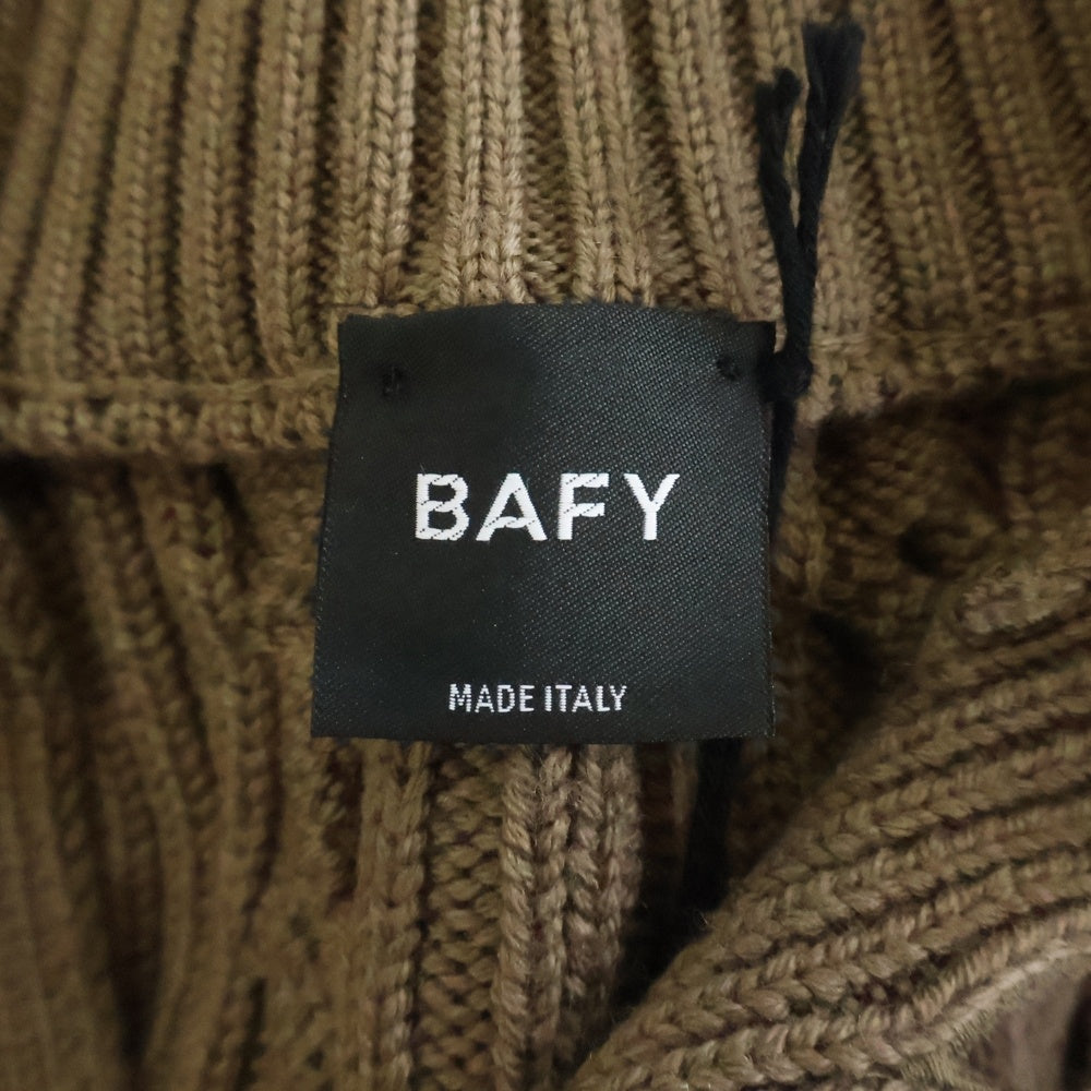 BAFY(バフィー) ケーブル ハイネック ニットカーディガン ブラウン 21-15-0084-227