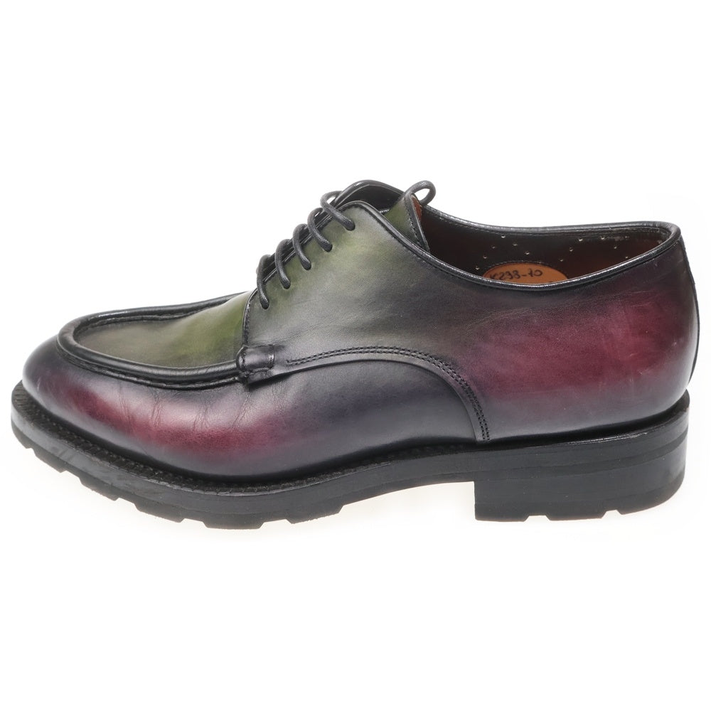 Santoni(サントーニ) パティーヌ レザー ダービーシューズ グリーン/バーガンディ