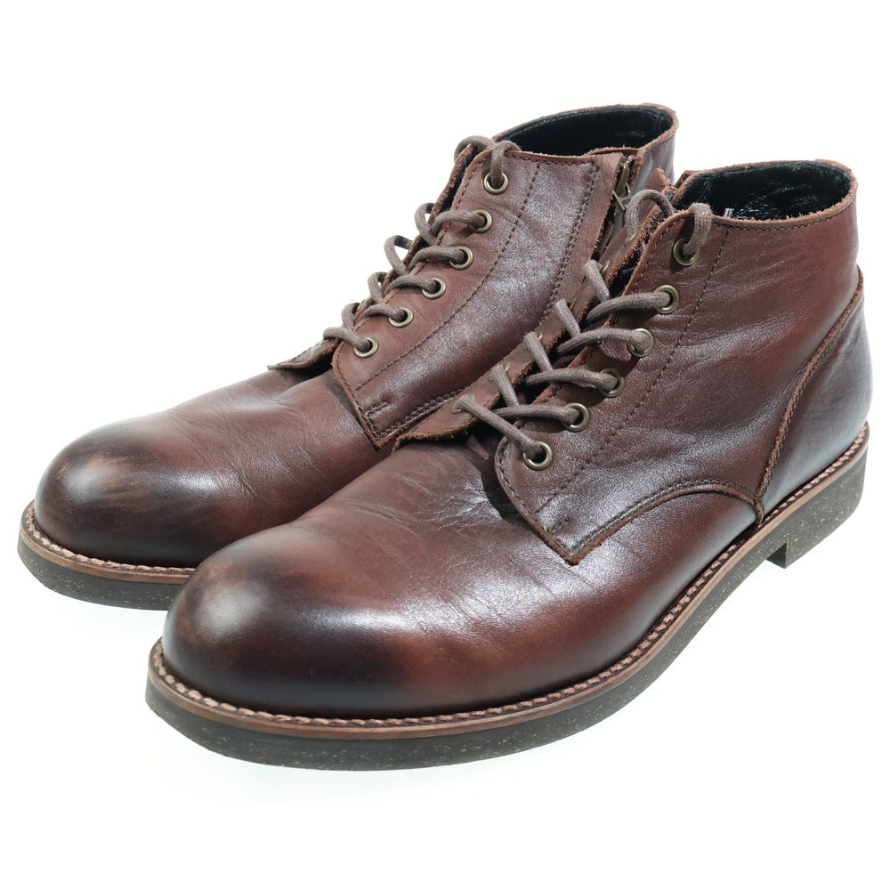 PADRONE(パドローネ) サイドジップ レースアップブーツ ブラウン