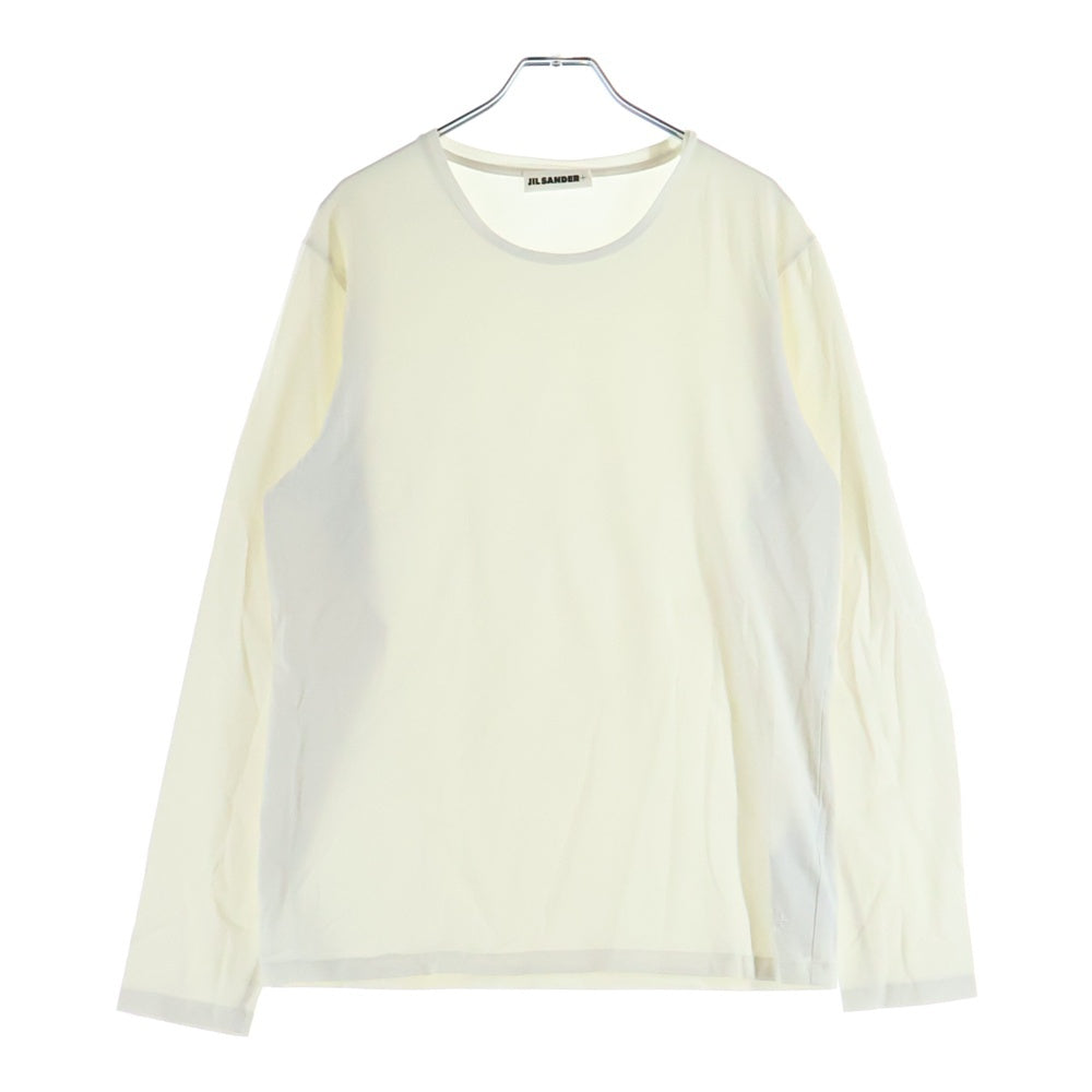 JIL SANDER +(ジルサンダープラス) 裾ワンポイント 長袖Tシャツ ストレッチカットソー ホワイト JPUS706514