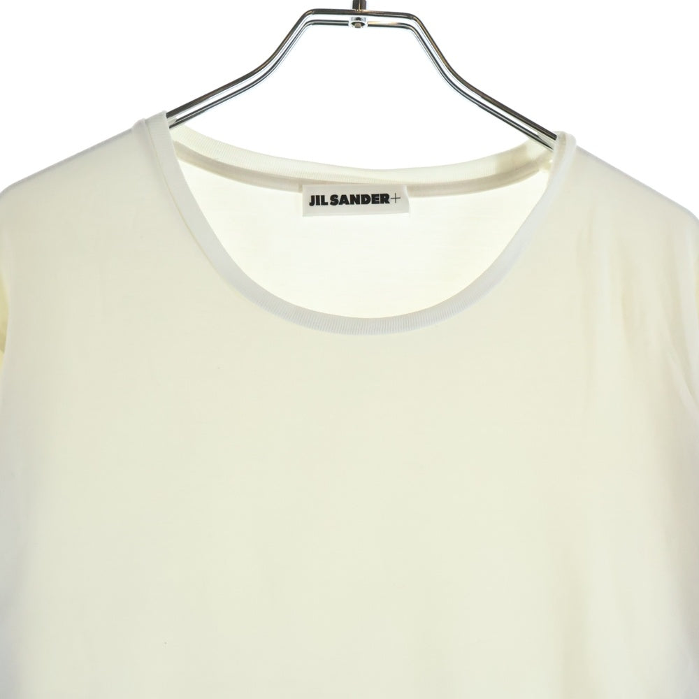 JIL SANDER +(ジルサンダープラス) 裾ワンポイント 長袖Tシャツ ストレッチカットソー ホワイト JPUS706514