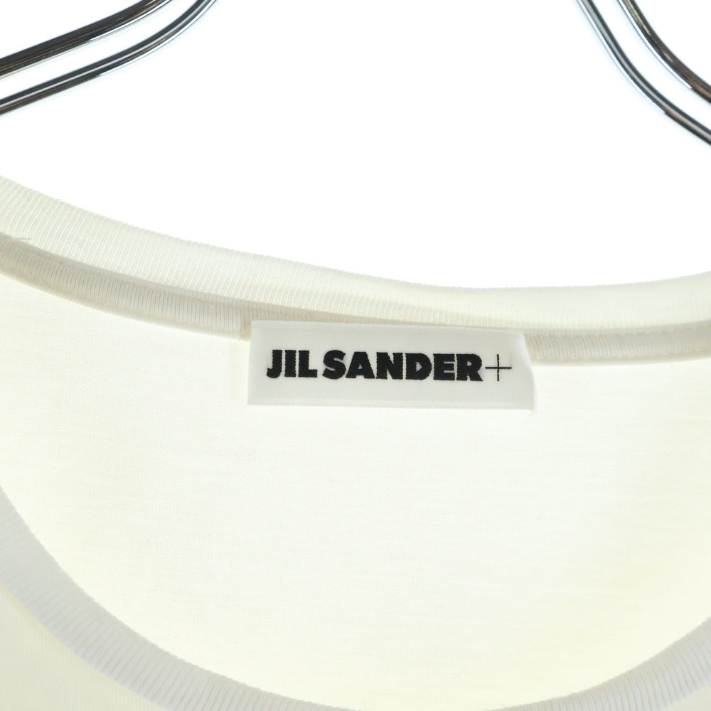 JIL SANDER +(ジルサンダープラス) 裾ワンポイント 長袖Tシャツ ストレッチカットソー ホワイト JPUS706514