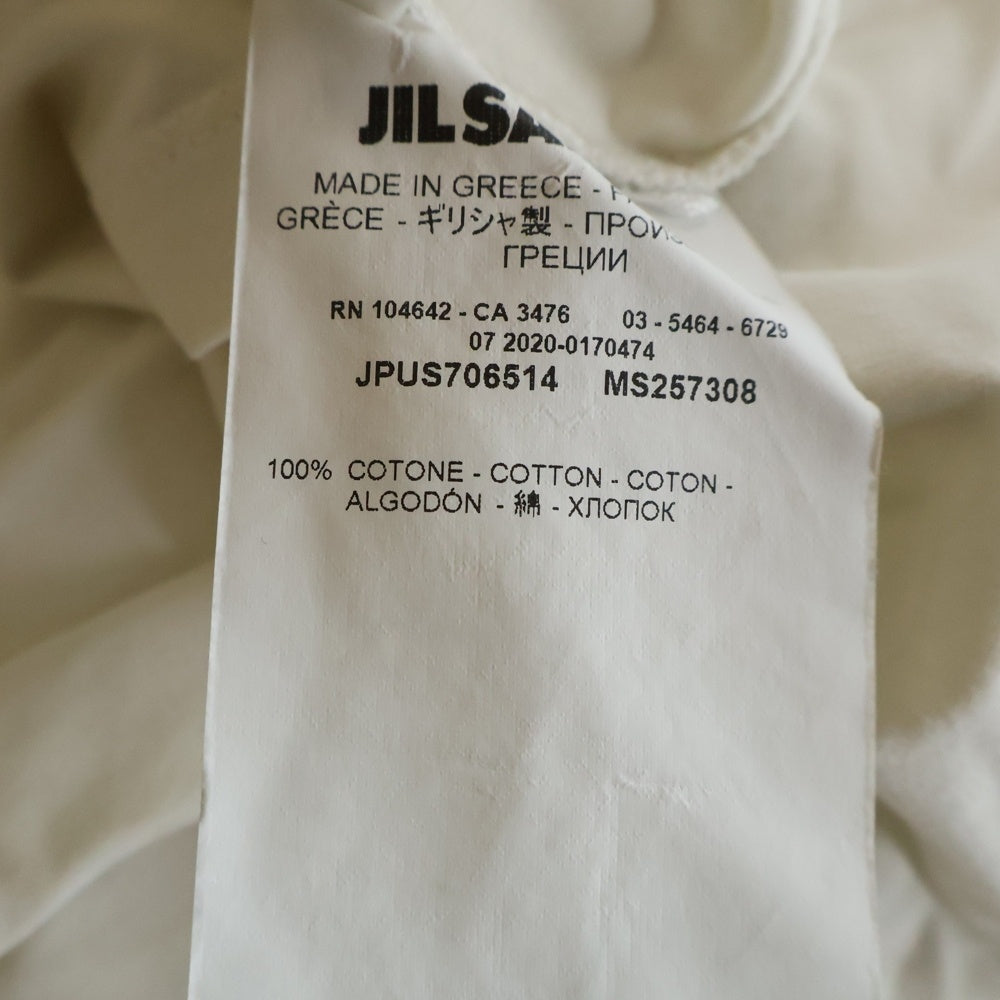JIL SANDER +(ジルサンダープラス) 裾ワンポイント 長袖Tシャツ ストレッチカットソー ホワイト JPUS706514