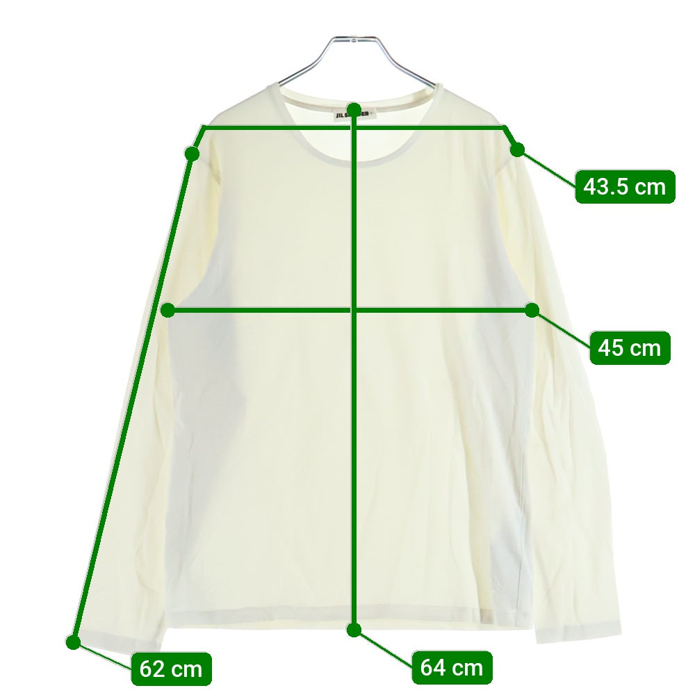 JIL SANDER +(ジルサンダープラス) 裾ワンポイント 長袖Tシャツ ストレッチカットソー ホワイト JPUS706514